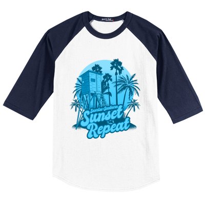 Summer Vacation Sunrise Sunburn Sunset Repeat Gift Baseball Sleeve Shirt