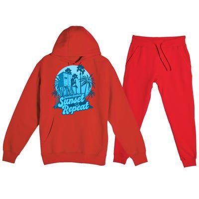 Summer Vacation Sunrise Sunburn Sunset Repeat Gift Premium Hooded Sweatsuit Set