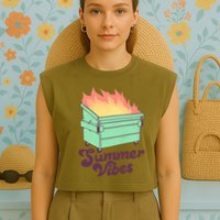 Summer Vibes Garment-Dyed Women's Muscle Tee
