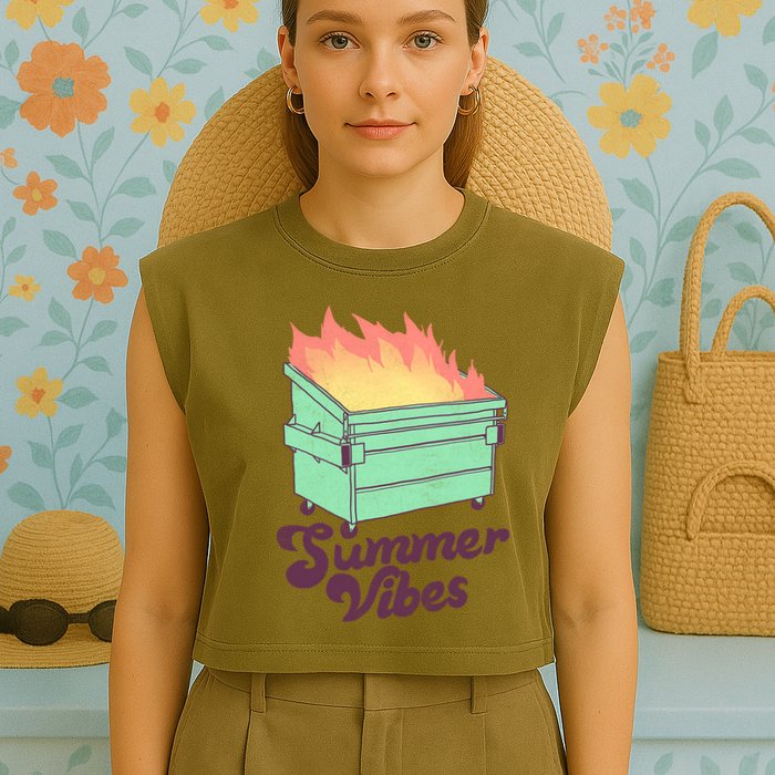 Summer Vibes Garment-Dyed Women's Muscle Tee