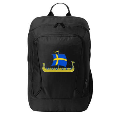 Swedish Viking Ship Sverige Sweden Flag Boat Viking City Backpack