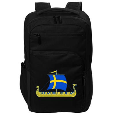 Swedish Viking Ship Sverige Sweden Flag Boat Viking Impact Tech Backpack