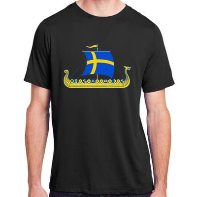 Swedish Viking Ship Sverige Sweden Flag Boat Viking Adult ChromaSoft Performance T-Shirt