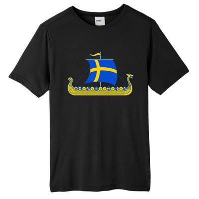 Swedish Viking Ship Sverige Sweden Flag Boat Viking Tall Fusion ChromaSoft Performance T-Shirt