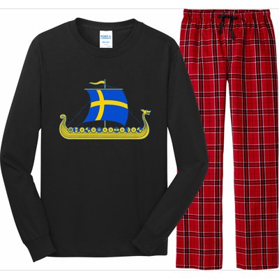 Swedish Viking Ship Sverige Sweden Flag Boat Viking Long Sleeve Pajama Set