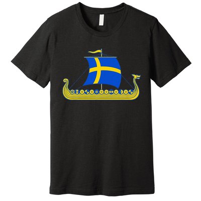 Swedish Viking Ship Sverige Sweden Flag Boat Viking Premium T-Shirt