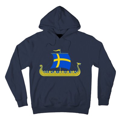 Swedish Viking Ship Sverige Sweden Flag Boat Viking Hoodie