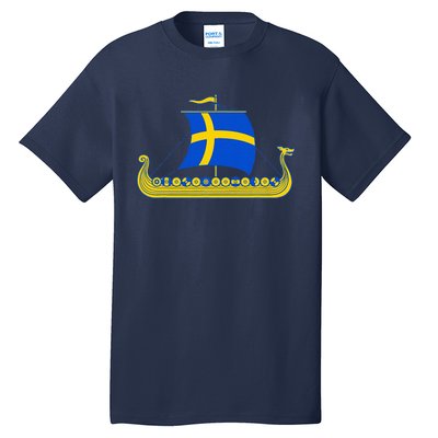 Swedish Viking Ship Sverige Sweden Flag Boat Viking Tall T-Shirt