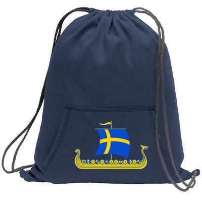 Swedish Viking Ship Sverige Sweden Flag Boat Viking Sweatshirt Cinch Pack Bag