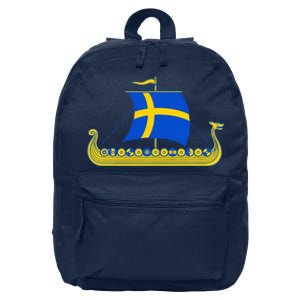 Swedish Viking Ship Sverige Sweden Flag Boat Viking 16 in Basic Backpack