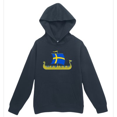 Swedish Viking Ship Sverige Sweden Flag Boat Viking Urban Pullover Hoodie