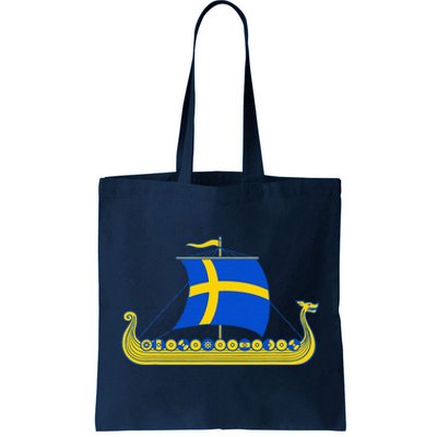 Swedish Viking Ship Sverige Sweden Flag Boat Viking Tote Bag