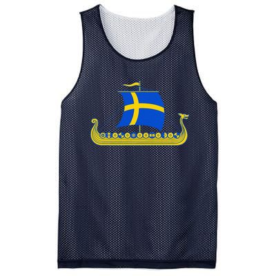 Swedish Viking Ship Sverige Sweden Flag Boat Viking Mesh Reversible Basketball Jersey Tank