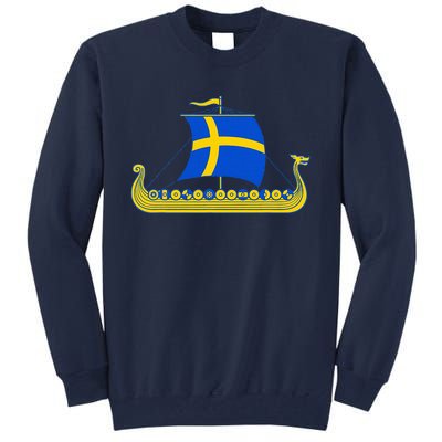 Swedish Viking Ship Sverige Sweden Flag Boat Viking Tall Sweatshirt