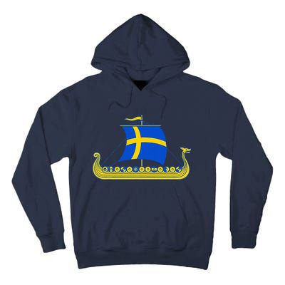 Swedish Viking Ship Sverige Sweden Flag Boat Viking Tall Hoodie