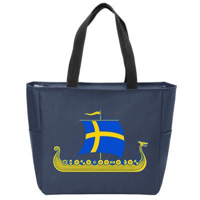 Swedish Viking Ship Sverige Sweden Flag Boat Viking Zip Tote Bag