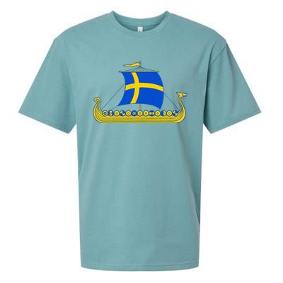 Swedish Viking Ship Sverige Sweden Flag Boat Viking Sueded Cloud Jersey T-Shirt