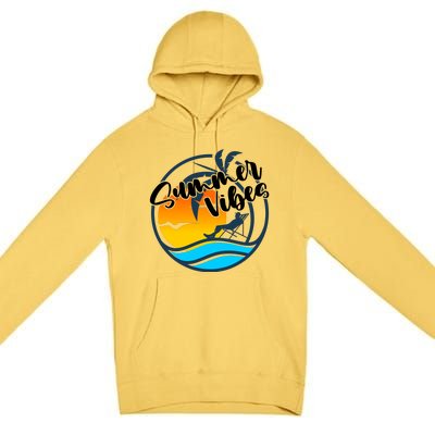 Summer Vibes Sunset Beach Tropical Premium Pullover Hoodie