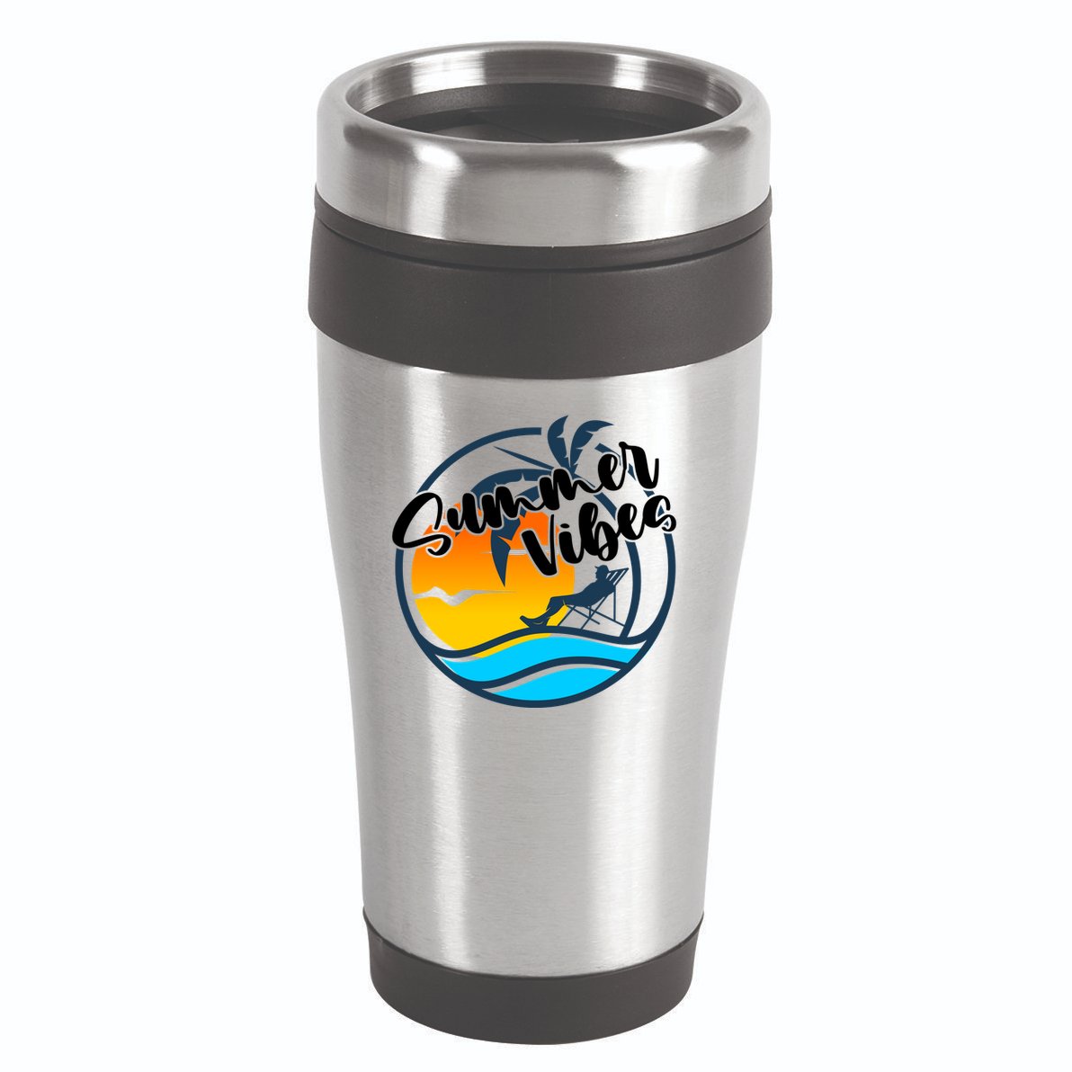 Summer Vibes Sunset Beach Tropical 16oz Travel Tumbler