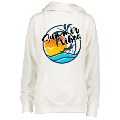 Summer Vibes Sunset Beach Tropical Womens Funnel Neck Pullover Hood