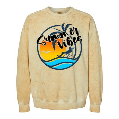 Summer Vibes Sunset Beach Tropical Colorblast Crewneck Sweatshirt