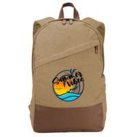 Summer Vibes Sunset Beach Tropical Cotton Canvas Backpack