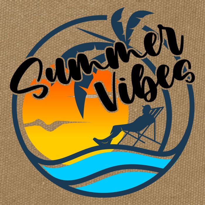 Summer Vibes Sunset Beach Tropical Cotton Canvas Backpack