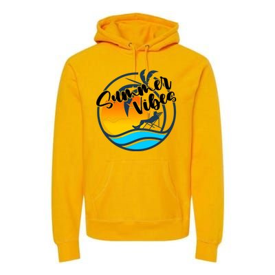 Summer Vibes Sunset Beach Tropical Premium Hoodie