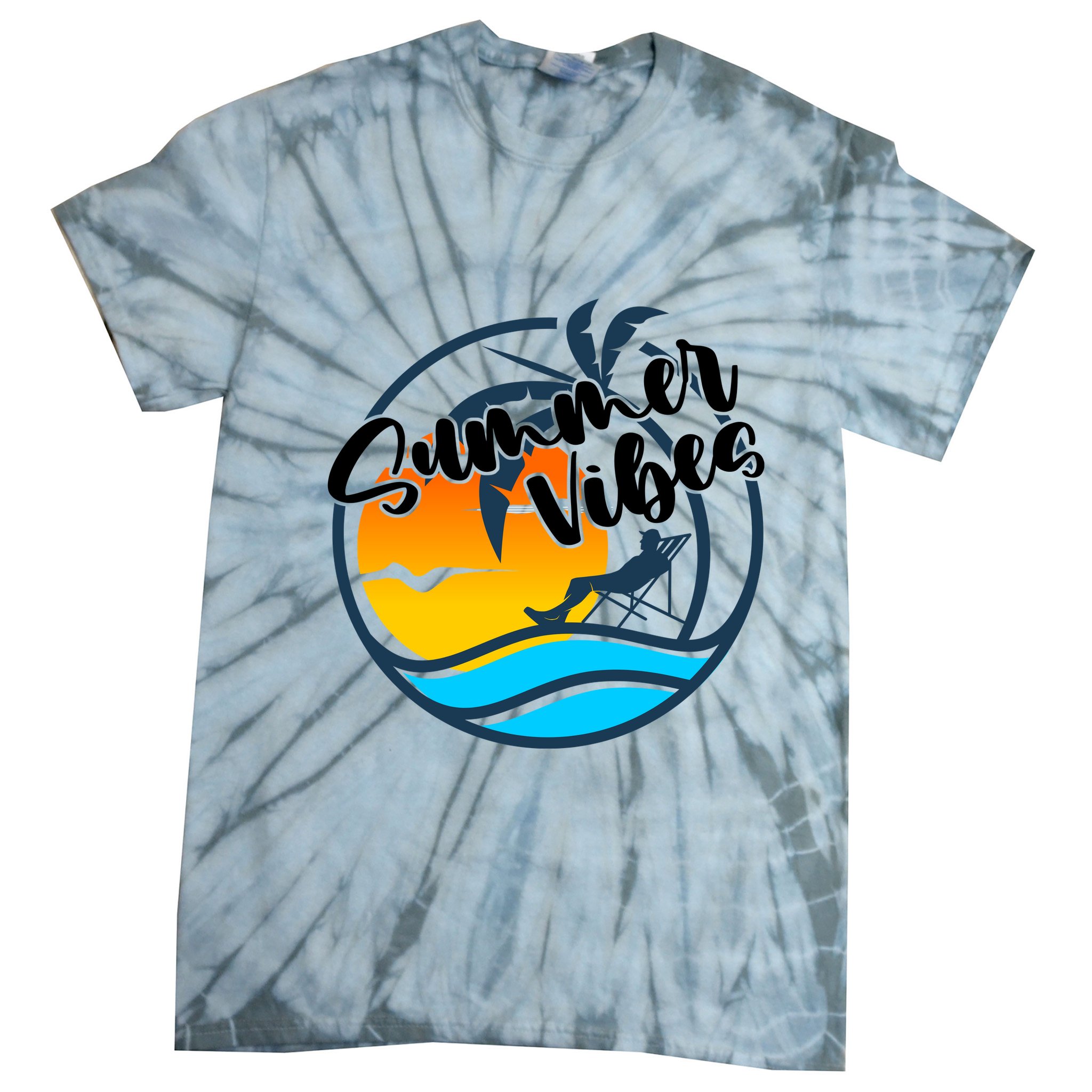 Summer Vibes Sunset Beach Tropical Tie-Dye T-Shirt