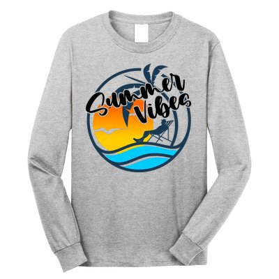 Summer Vibes Sunset Beach Tropical Long Sleeve Shirt