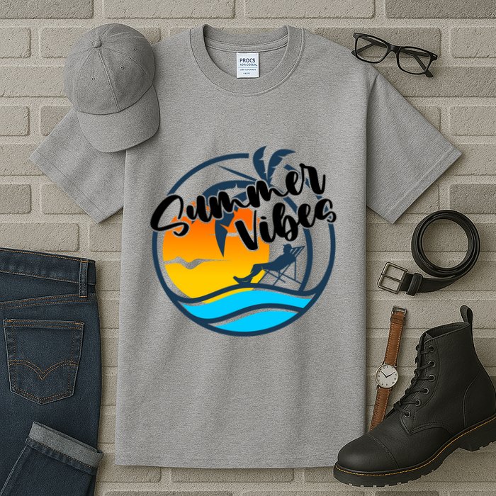 Summer Vibes Sunset Beach Tropical Tall T-Shirt