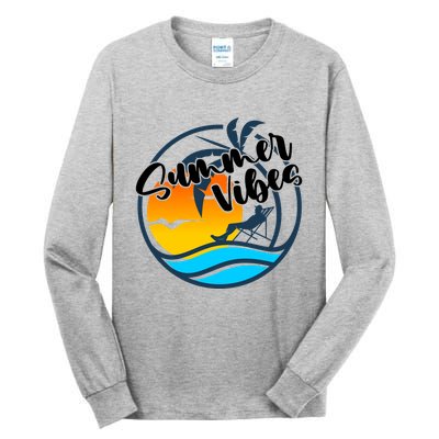 Summer Vibes Sunset Beach Tropical Tall Long Sleeve T-Shirt