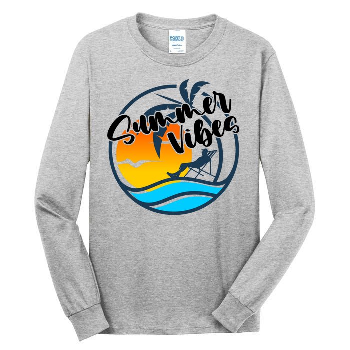 Summer Vibes Sunset Beach Tropical Tall Long Sleeve T-Shirt