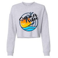 Summer Vibes Sunset Beach Tropical Cropped Pullover Crew