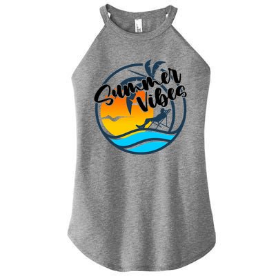 Summer Vibes Sunset Beach Tropical Women's Perfect Tri Rocker Tank