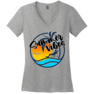 Summer Vibes Sunset Beach Tropical Women's V-Neck T-Shirt