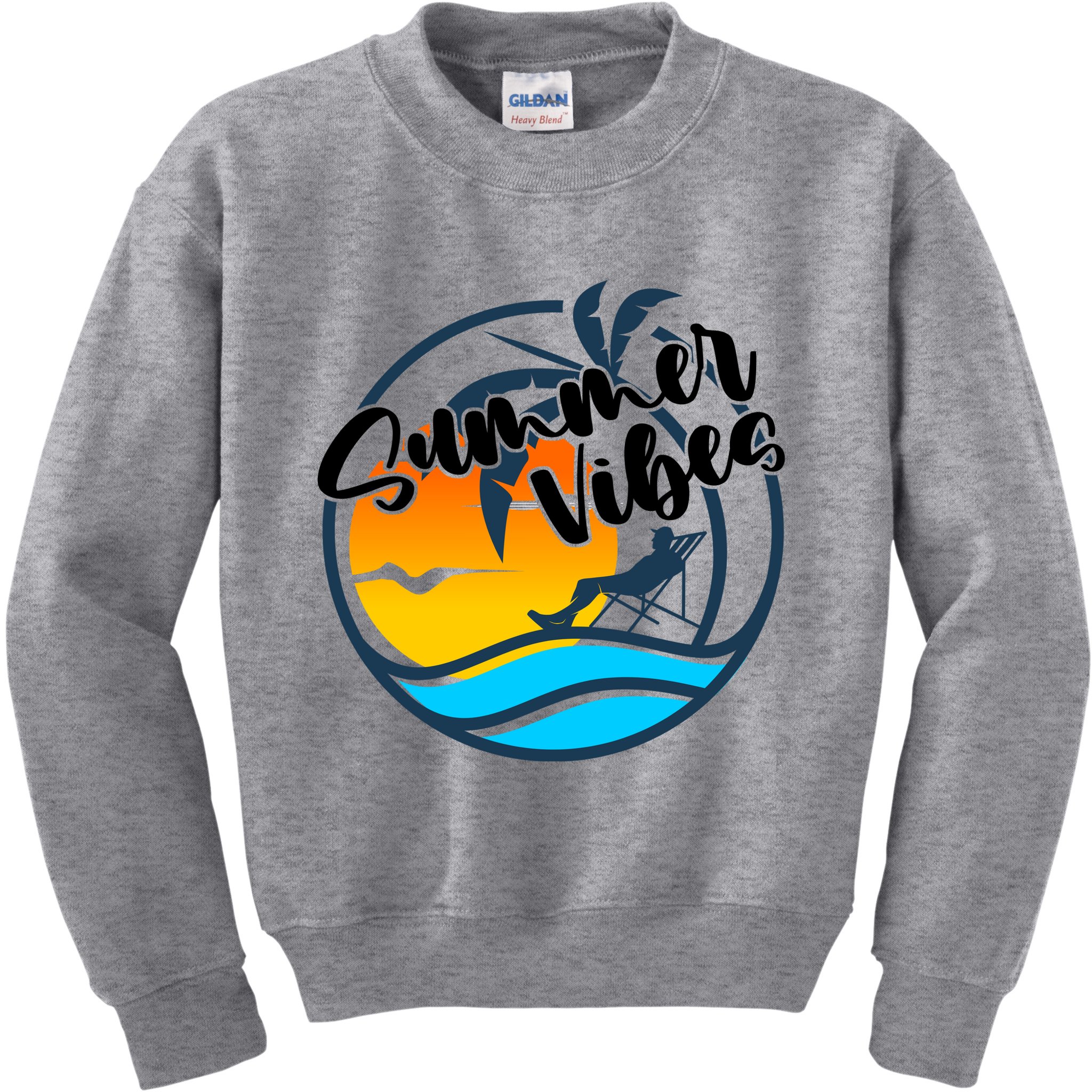 Summer Vibes Sunset Beach Tropical Kids Sweatshirt