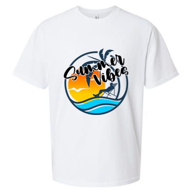 Summer Vibes Sunset Beach Tropical Sueded Cloud Jersey T-Shirt