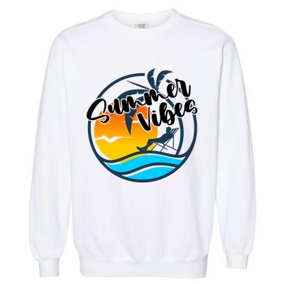 Summer Vibes Sunset Beach Tropical Garment-Dyed Sweatshirt
