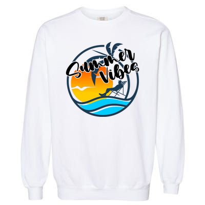 Summer Vibes Sunset Beach Tropical Garment-Dyed Sweatshirt