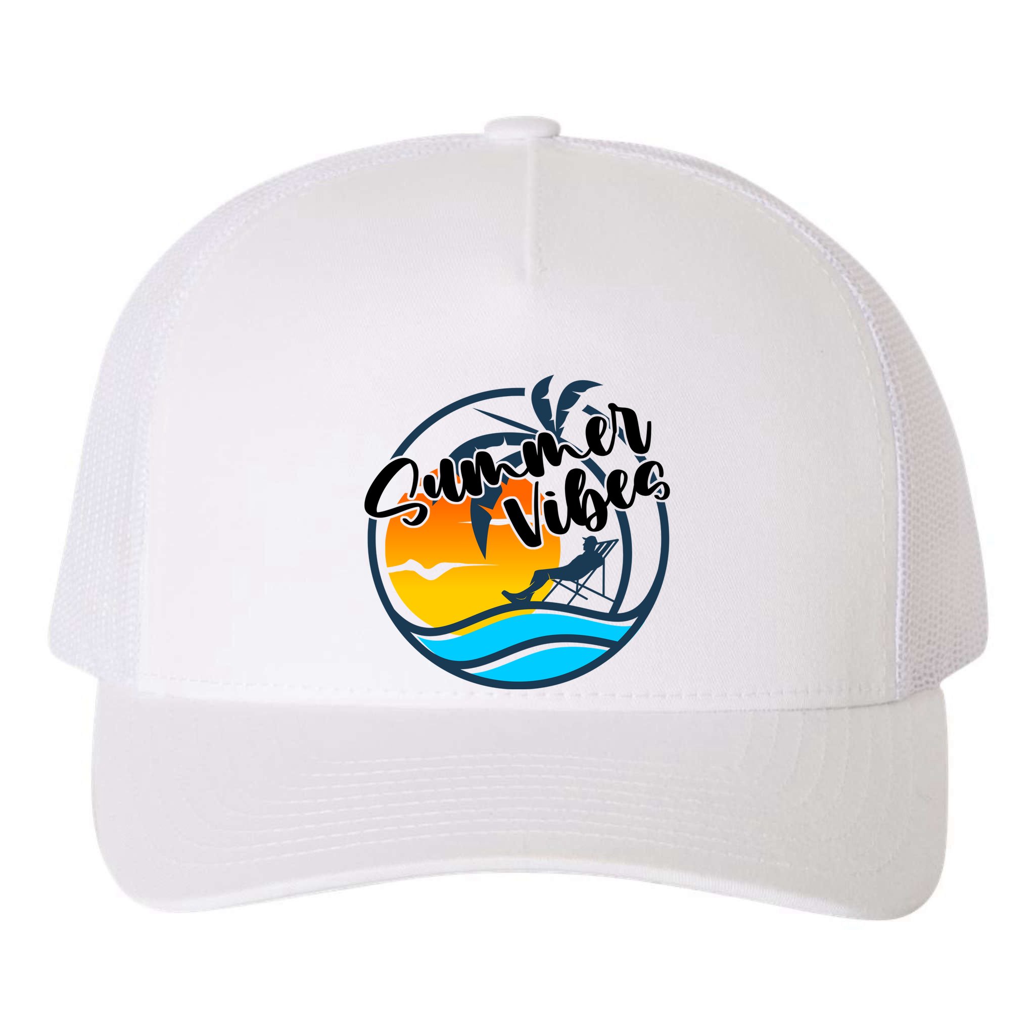 Summer Vibes Sunset Beach Tropical Yupoong Adult 5-Panel Trucker Hat