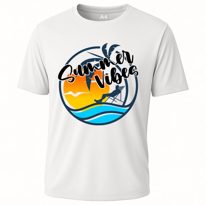 Summer Vibes Sunset Beach Tropical Cooling Performance Crew T-Shirt