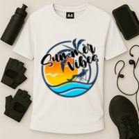 Summer Vibes Sunset Beach Tropical Cooling Performance Crew T-Shirt