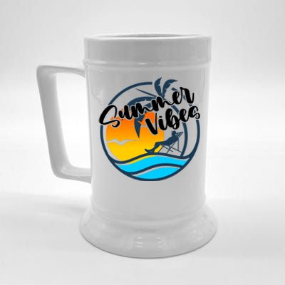 Summer Vibes Sunset Beach Tropical Beer Stein