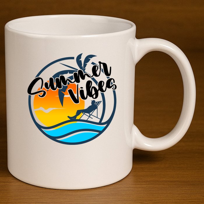 Summer Vibes Sunset Beach Tropical 11oz C Handle Ceramic Mug