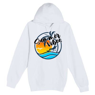 Summer Vibes Sunset Beach Tropical Premium Pullover Hoodie
