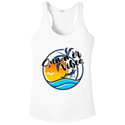 Summer Vibes Sunset Beach Tropical Ladies PosiCharge Competitor Racerback Tank