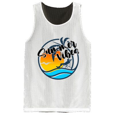 Summer Vibes Sunset Beach Tropical Mesh Reversible Basketball Jersey Tank