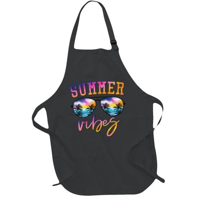 Summer Vibes Sunglasses With Palm Tree Funny Beach Life Full-Length Apron With Pockets