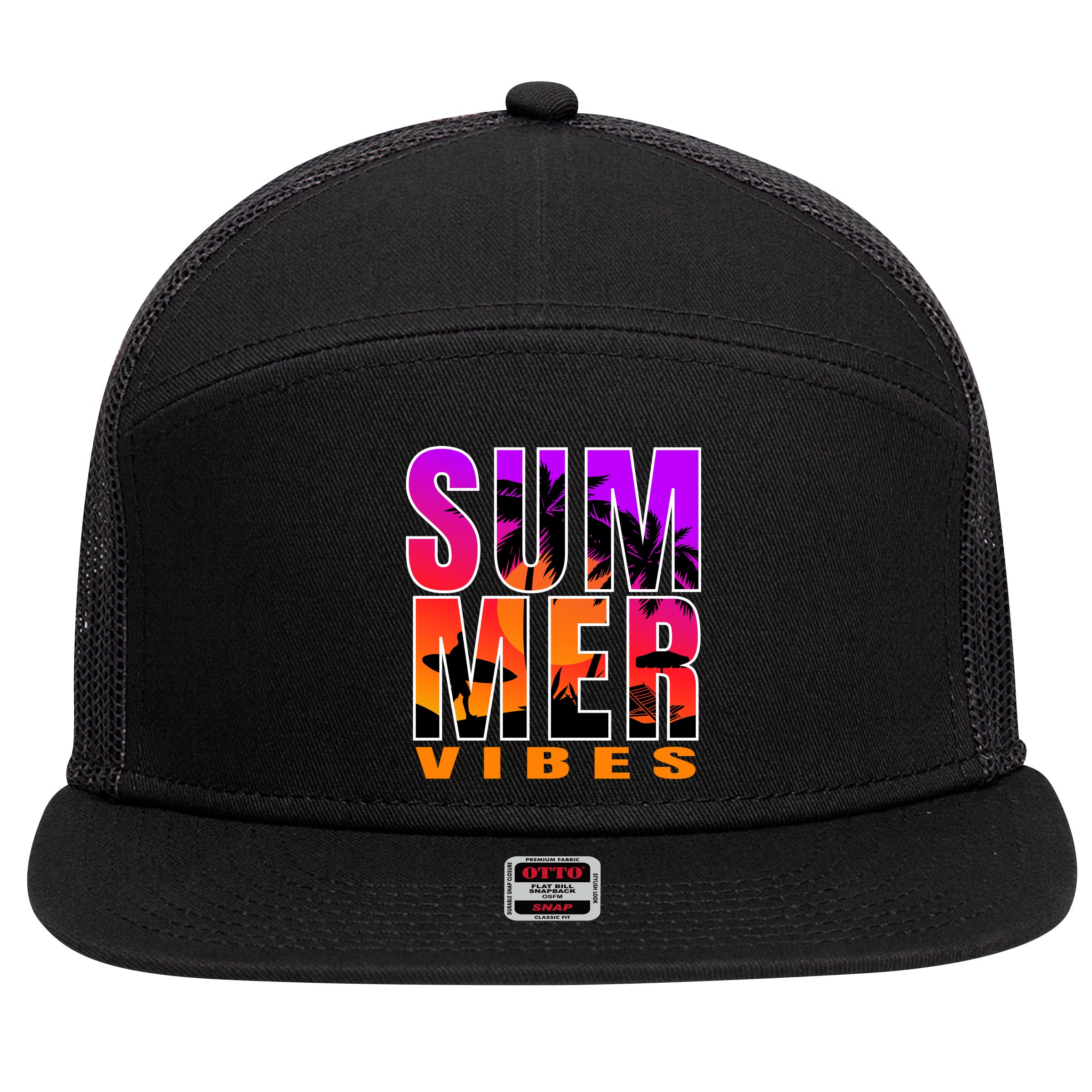 Summer Vibes 7 Panel Mesh Trucker Snapback Hat